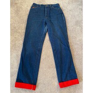 Vintage Wrangler Misses No-Fault Denim Jeans Red fleece lined Size Misses 14